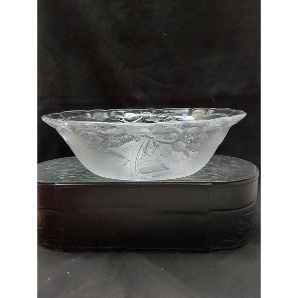 Mikasa Crystal Serving Bowl Holiday Bells 10" Oval in Box Christmas Item - Picture 4 of 4